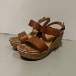 Kork-Ease Tan Leather Wedge Sandals
